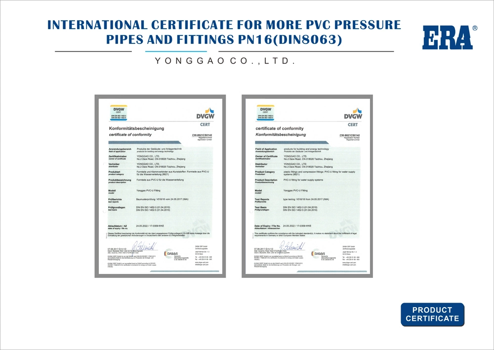 Era PVC/UPVC Pn16 DIN8063 Dvgw Pressure Pipe Fittings Reducing Couplingus6004