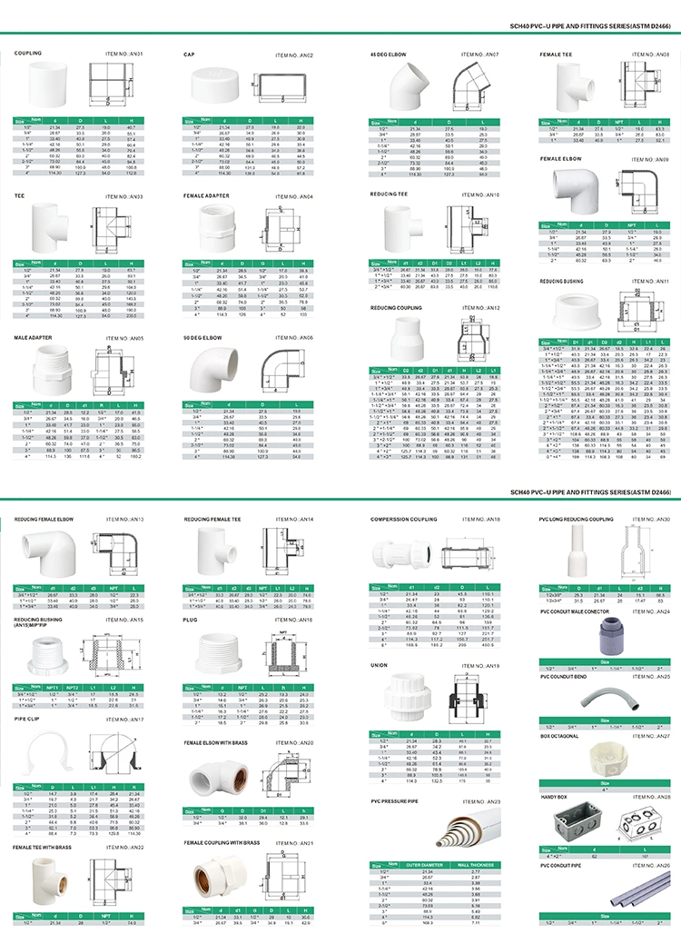 Factory Wholesale, Green, Convenient Installation ASTM D1785 Schedule 40 PVC Water Pipe Substantial Discount